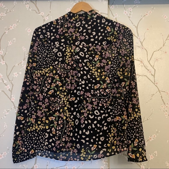 New Rachel Roy Collection January Floral Wrap Blouse Top Size XS Black Pink - Picture 6 of 7